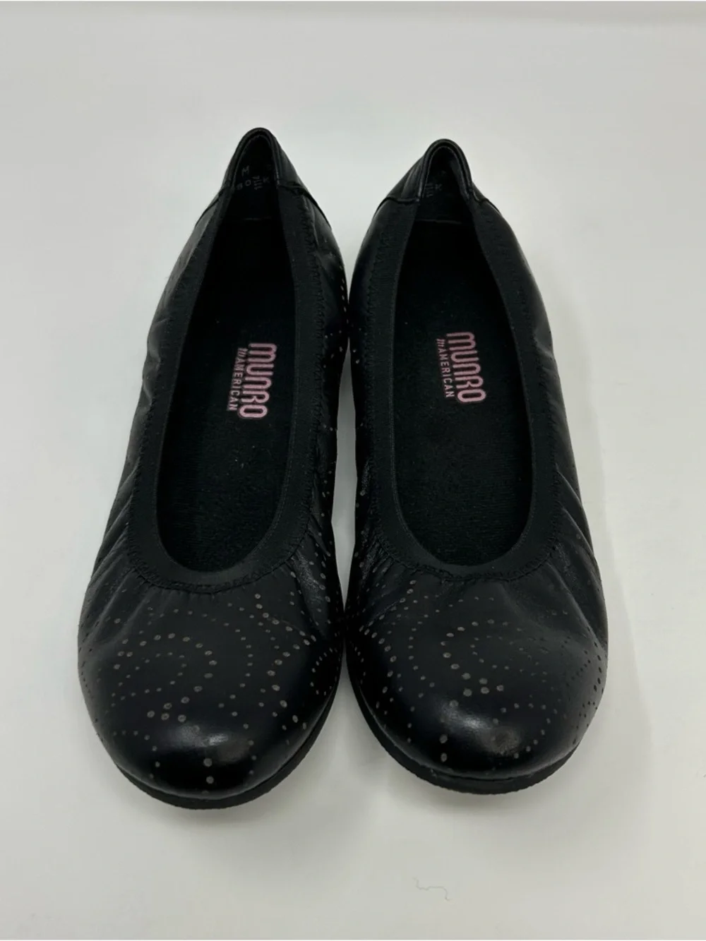 Munro American Womens Ballet Flats Black Metallic Dot Slip-On Comfort Size 9 M